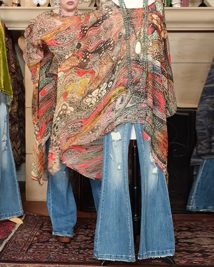 Lockere Bluse mit Fledermausärmeln