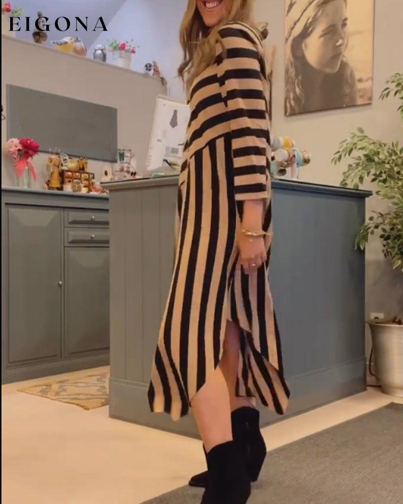 Striped Loose Casual Dress 2023 f/w 23BF casual dresses Clothes Dresses spring