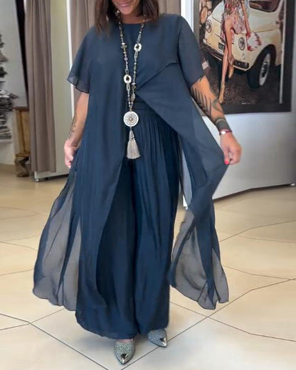 Temperament Bloomers Chiffon Set