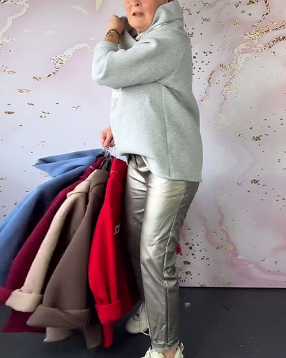 Hooded Letter Zipper Casual Sweatshirt