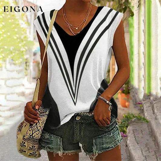 Contrast Color Casual Tank Top Black best Best Sellings clothes Plus Size Sale tops Topseller