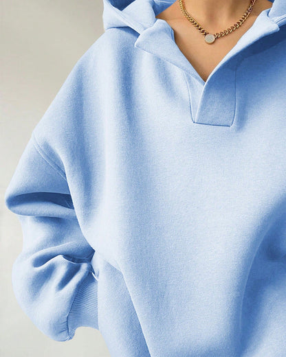 Lässiger, einfarbiger, lockerer Hoodie