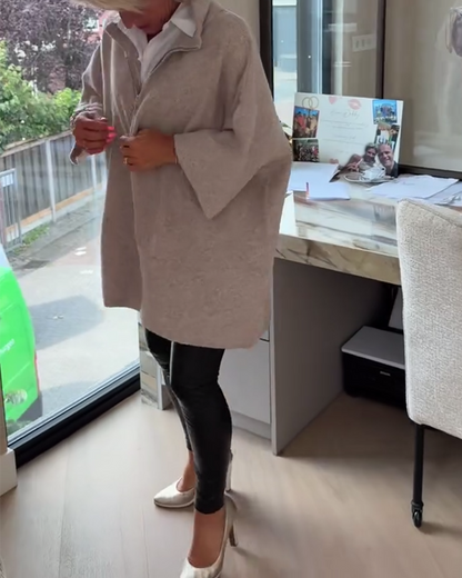 Stand Collar Half-Zip Loose Pullover