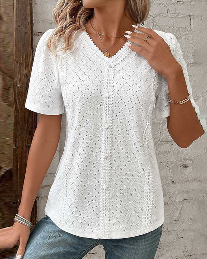 Top tinta unita con maniche a palloncino