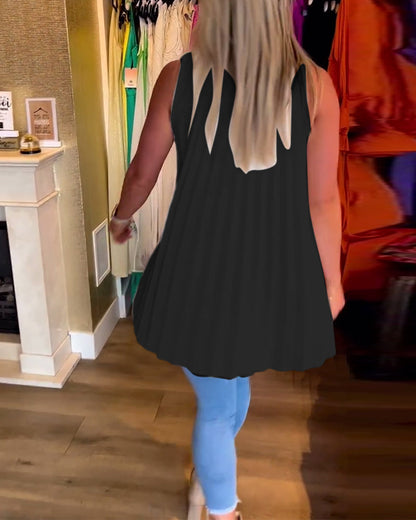 Top froncé sans manches à revers