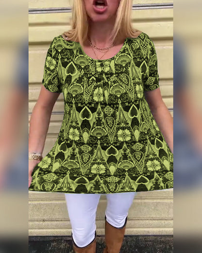 Lässiges Retro-T-Shirt mit Rundhalsausschnitt und Aufdruck