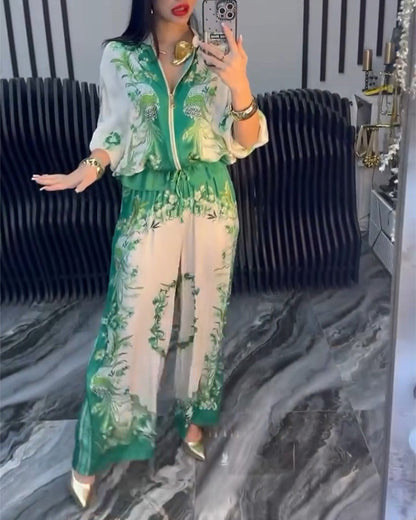 Abito a gamba larga con cerniera e colletto rialzato