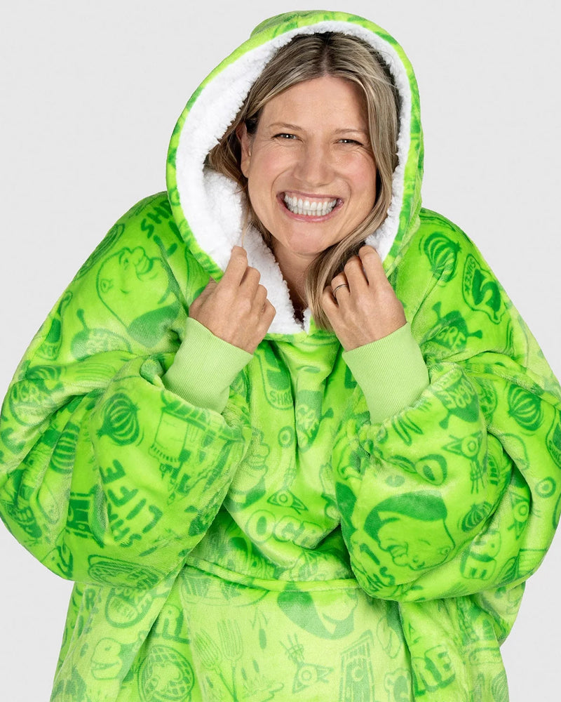 Cute Shrek Printed Loose Blanket Hoodie 2024 f/w Blanket Hoodies