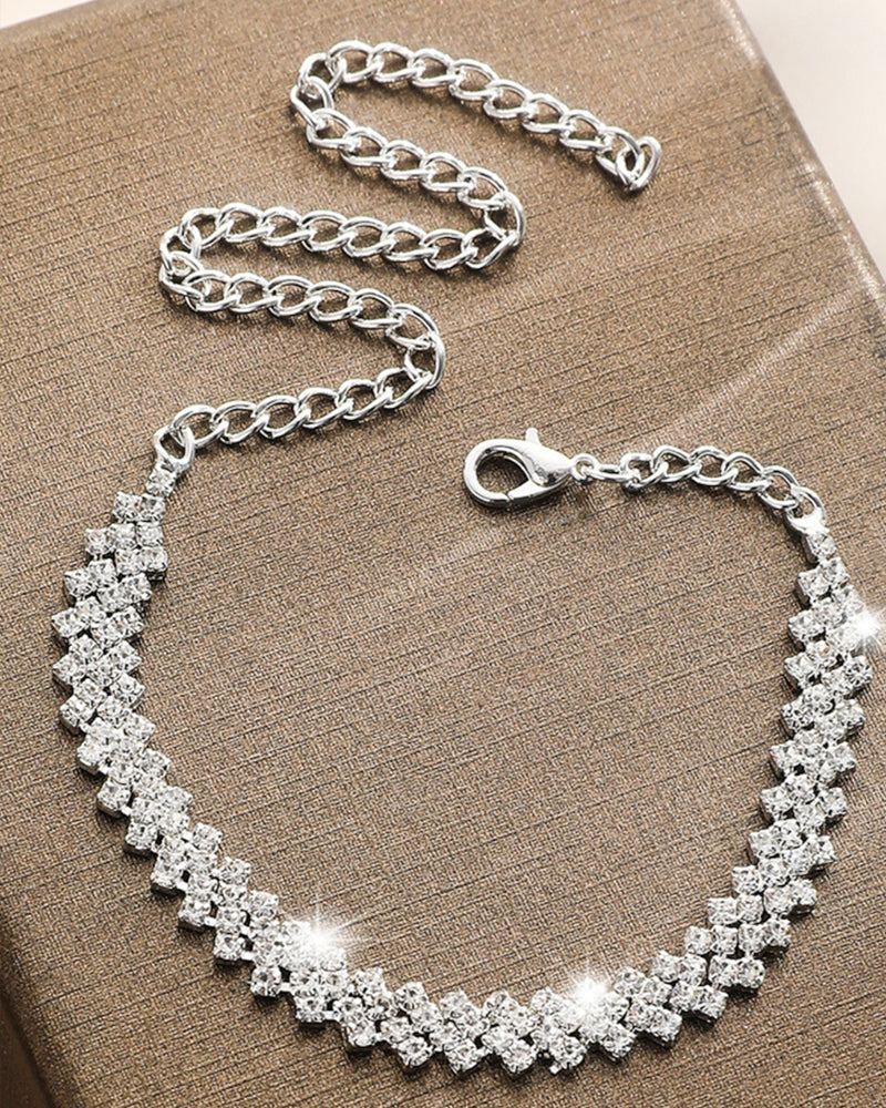 Irregular rhombus rhinestone anklet