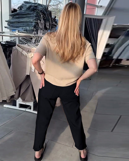 Einfarbige, lässige, gerade Hose