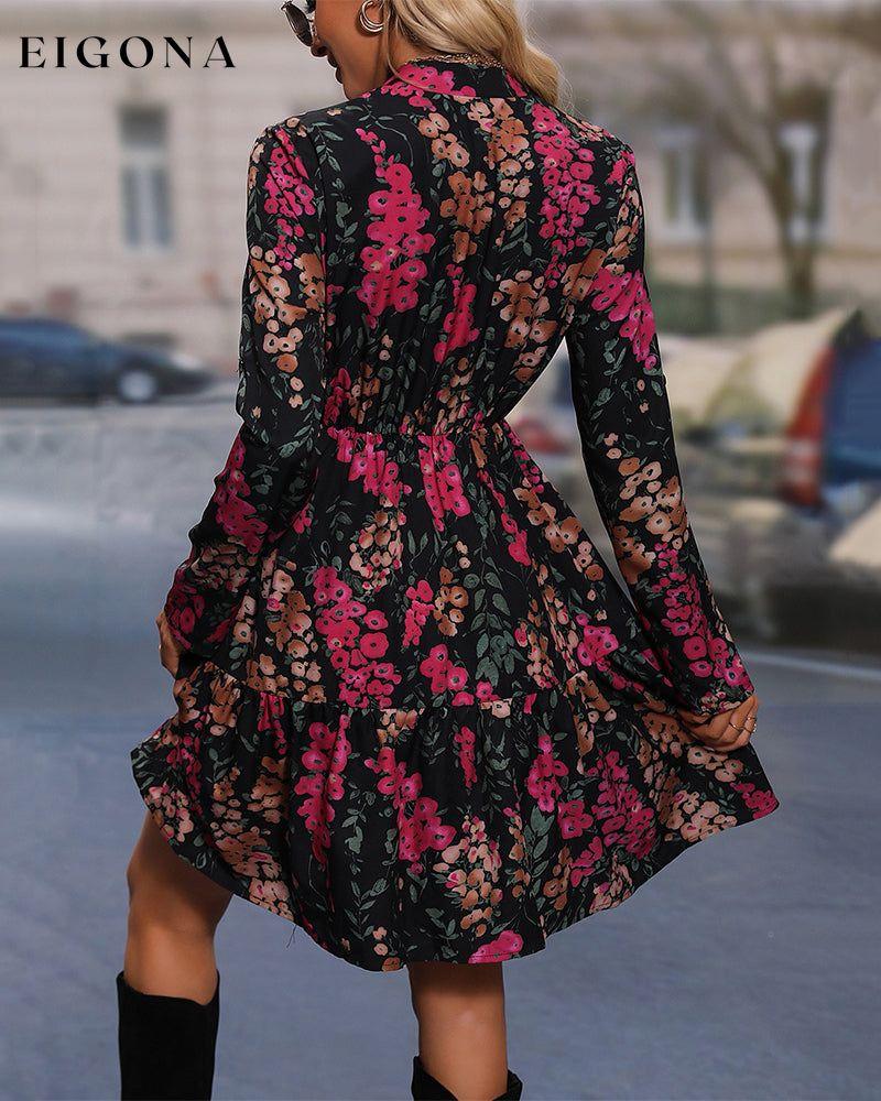 Floral print stylish elegant dress 2023 F/W 23BF Casual Dresses Clothes Dresses Spring