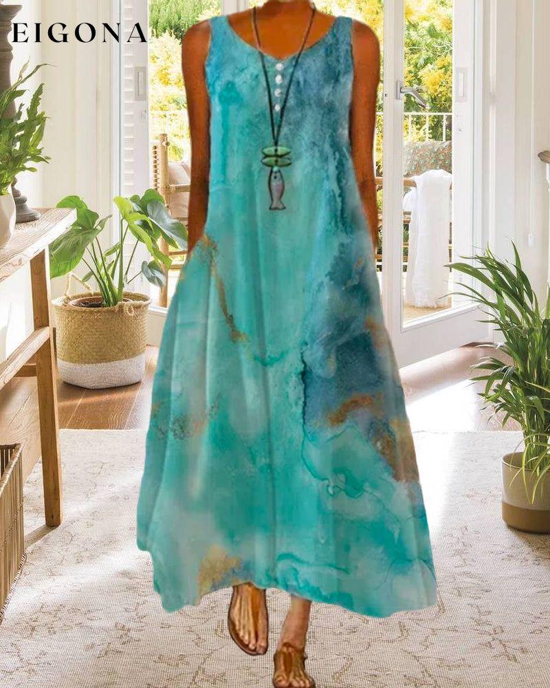 Abstract Print Sleeveless Maxi Dress 23BF Casual Dresses Clothes Dresses Summer
