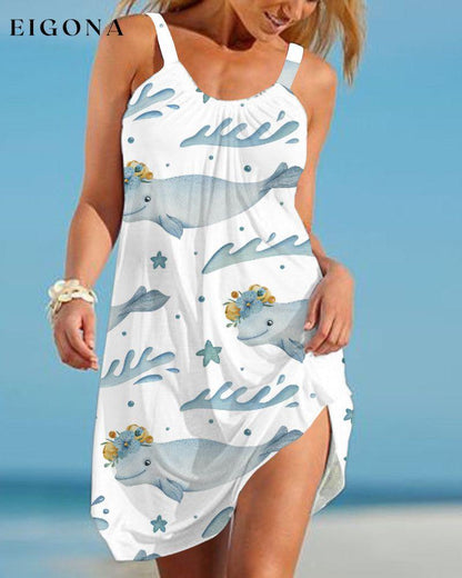 Printed beach sundress Blue 23BF Casual Dresses Clothes Dresses Summer
