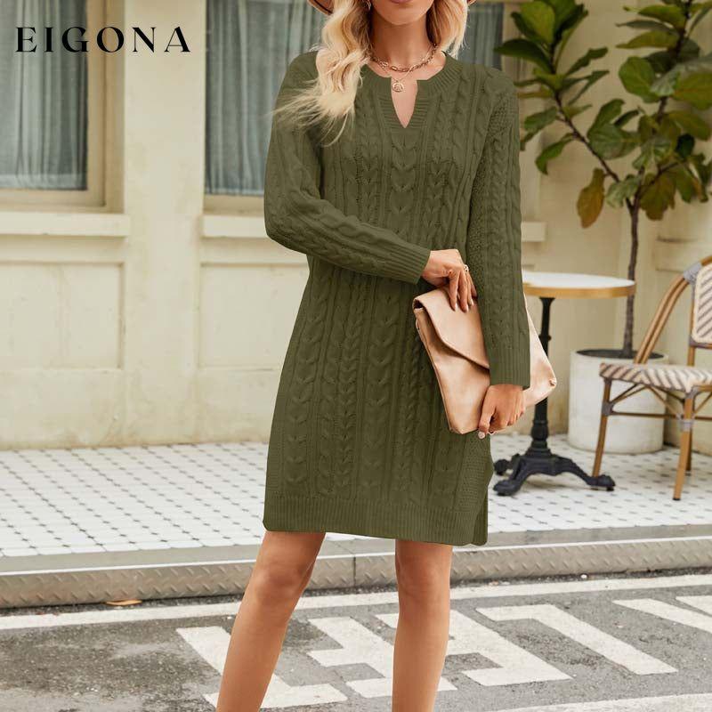 Casual Cable Knit Dress Army Green best Best Sellings casual dresses clothes Sale short dresses Topseller