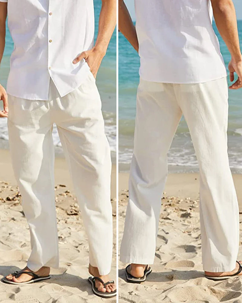 Cotton linen breathable solid color pants 23BF pants man Spring Summer