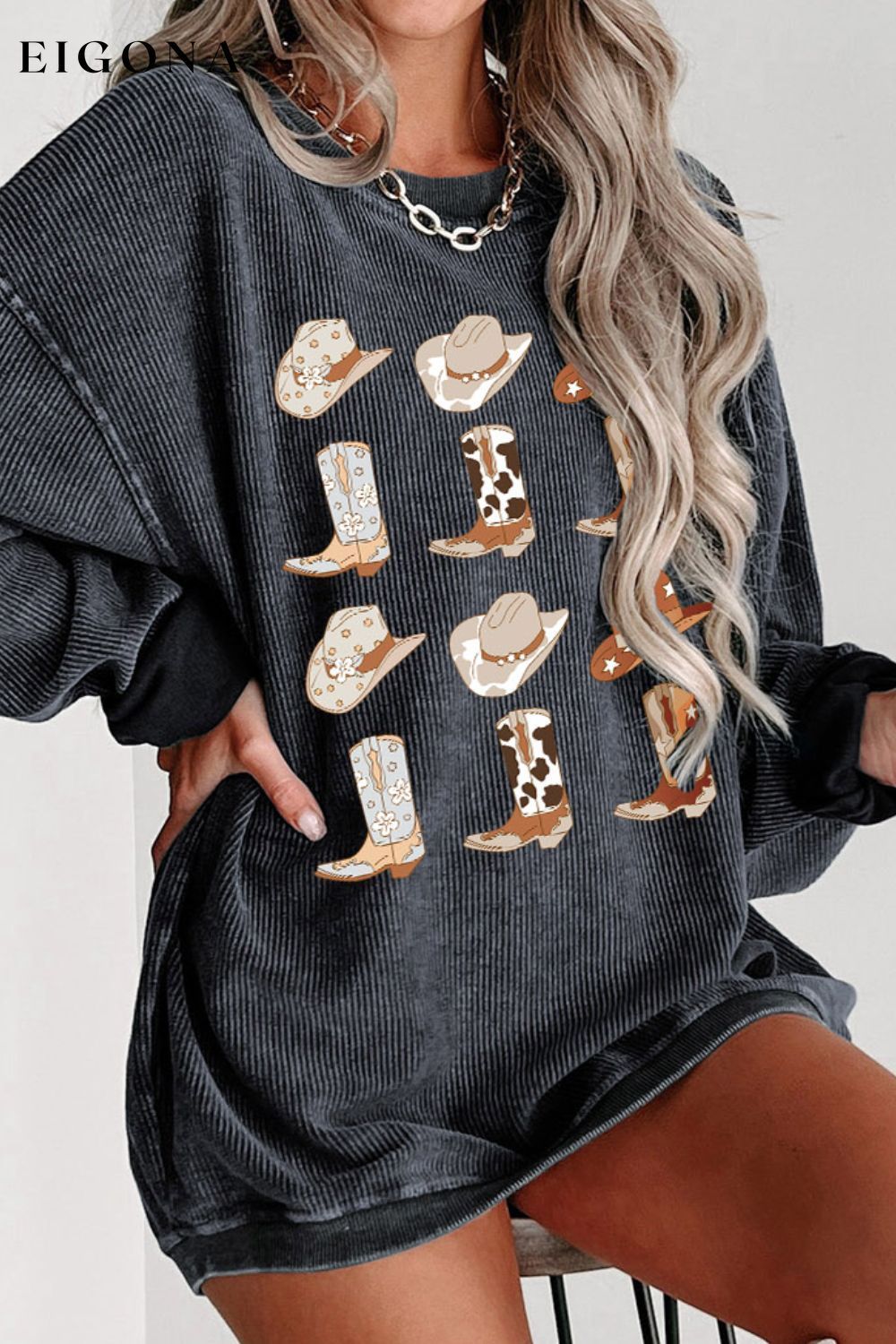 Cowboy Hat & Boot Graphic Sweatshirt clothes long sleeve Ship From Overseas sweatshirt SYNZ trend