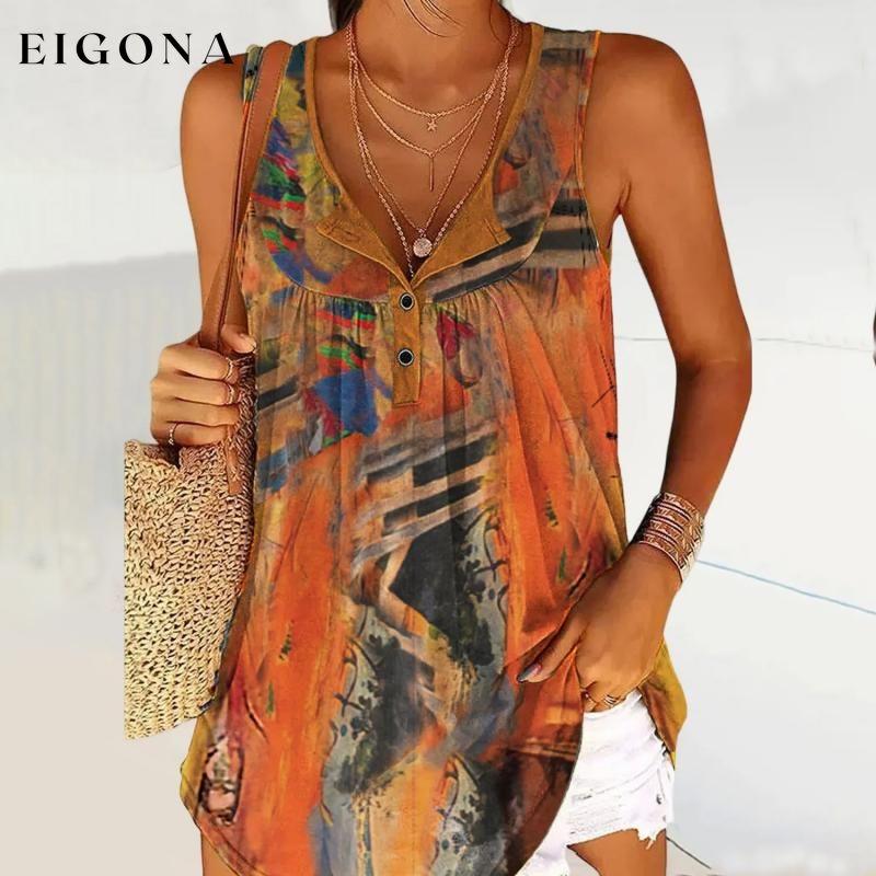 Vintage Abstract Print Tank Top Multicolor best Best Sellings clothes Plus Size Sale tops Topseller