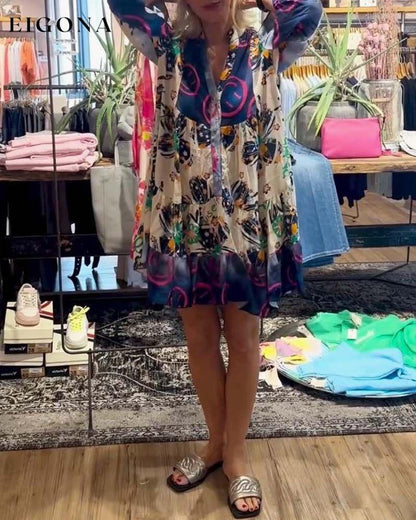 Floral smiley patchwork printed casual dress casual dresses Spring Summer