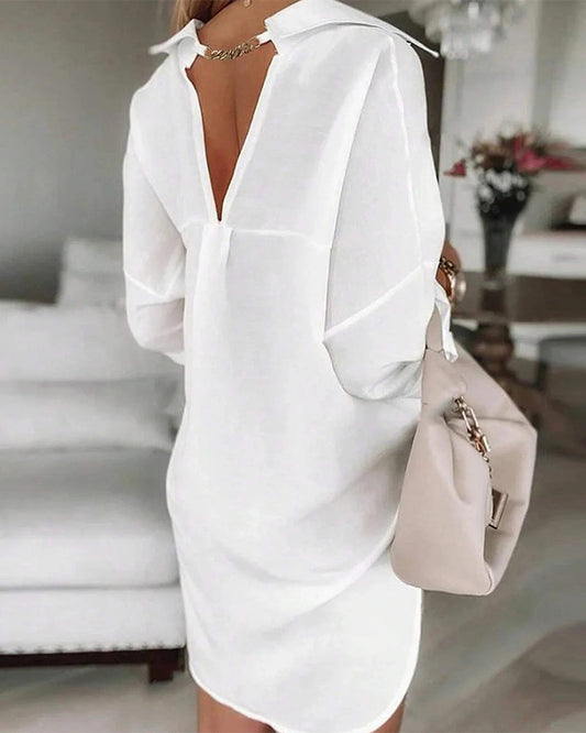 Back-Hollow Design Fashionable Shirt Dress