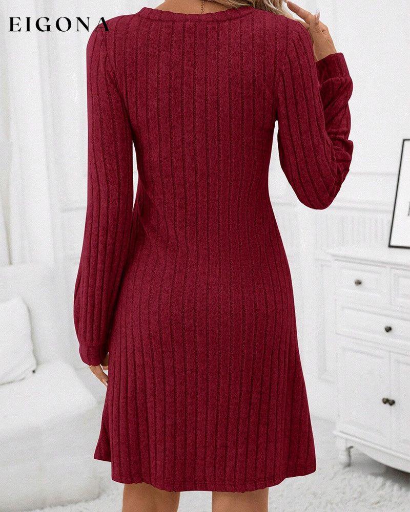 V-neck ribbed solid color dress 2023 f/w 23BF casual dresses Clothes Dresses spring