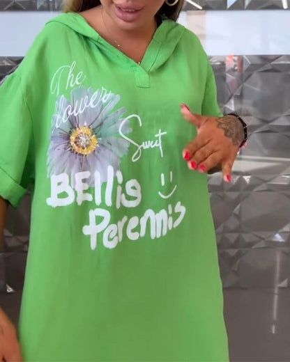 Abito casual stampato con cappuccio