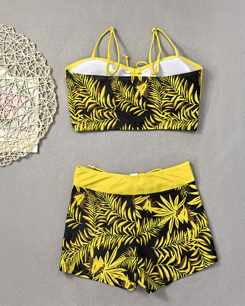 High-Waisted Boyleg Printed Bikini