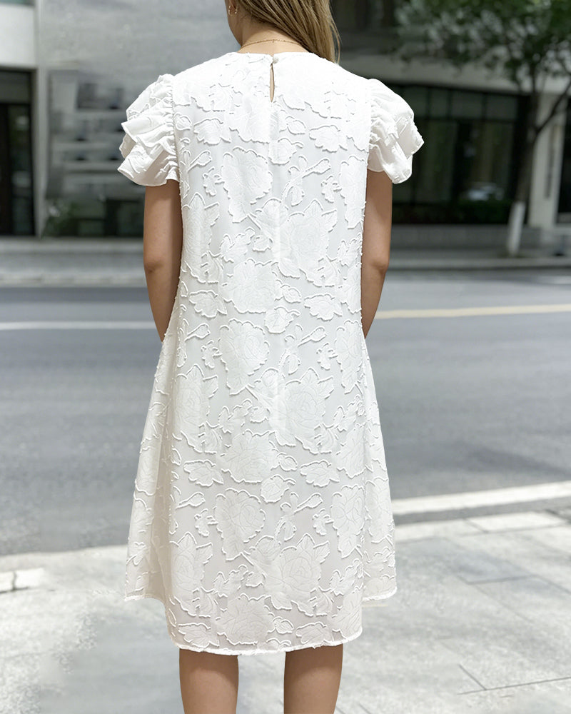 Ruffle Flutter Sleeve Elegant Dress