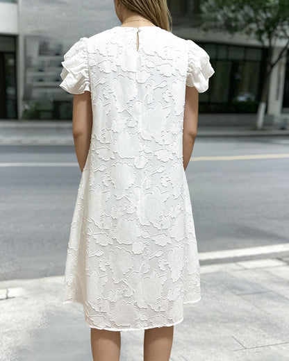 Ruffle Flutter Sleeve Elegant Dress