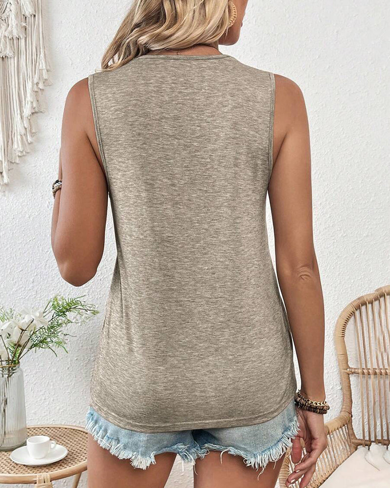 Knitted Sleeveless Casual Tank Top spring summer tank tops & camis