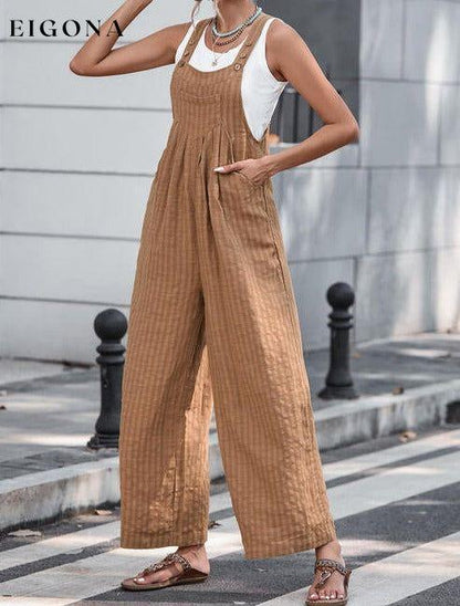 Texture Buttoned Wide Leg Overalls clothes Ship From Overseas SYNZ