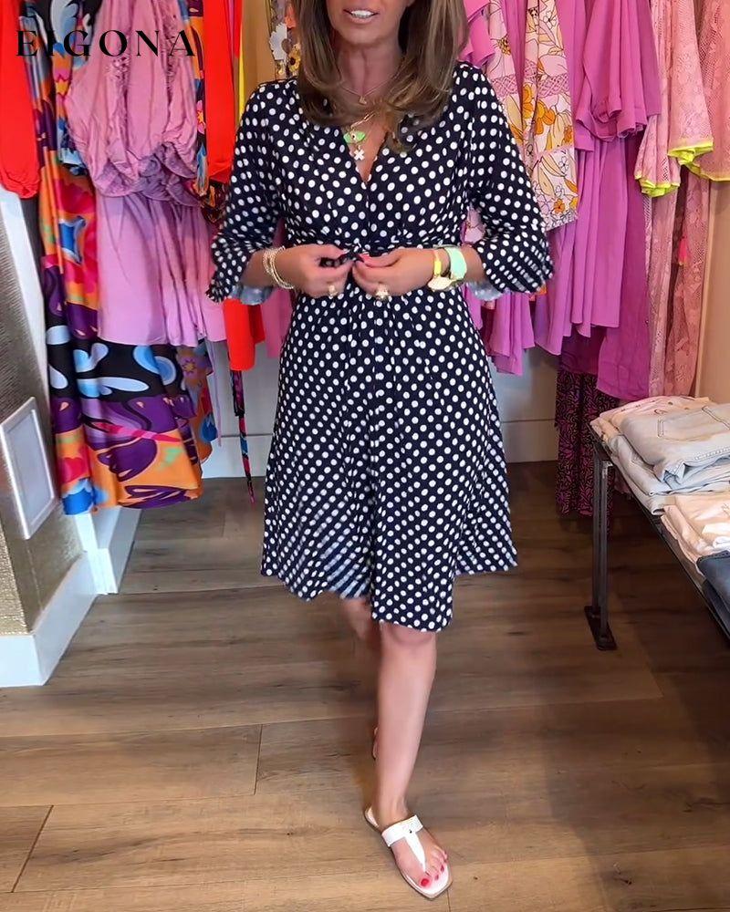 Bell sleeve polka dot print dress casual dresses summer