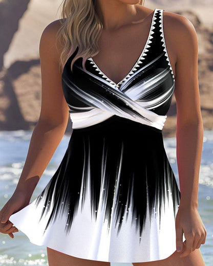 Costume da bagno intero con stampa a contrasto sfumato