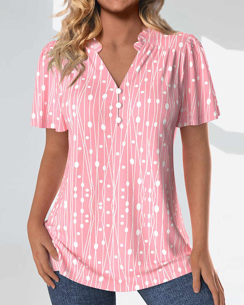 Buttoned short-sleeved top