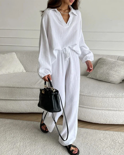 Wide-Leg Pants Two-Piece Set