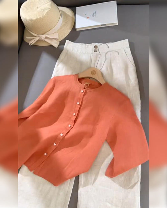 Lässiger, einfarbiger Hosenanzug mit langen Ärmeln