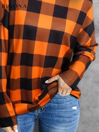 Casual Plaid Long Sleeve Top top tops