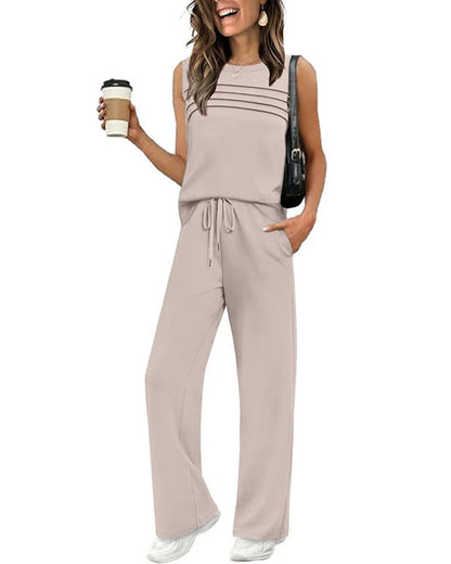 Pleated Vest Top Two-Piece Set