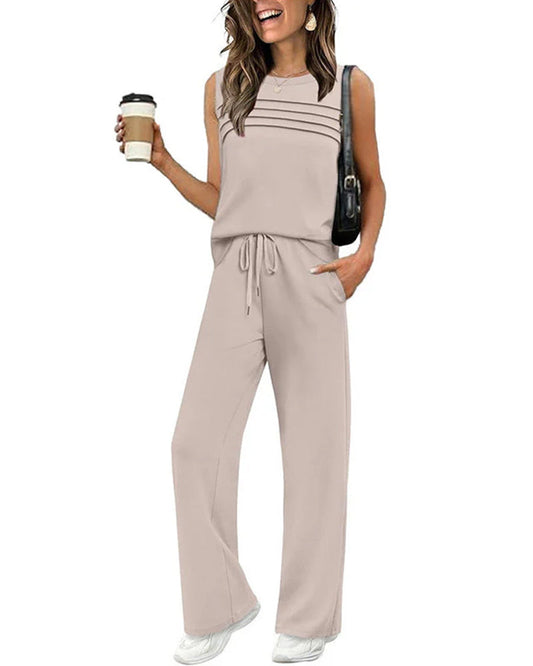 Pleated Vest Top Two-Piece Set