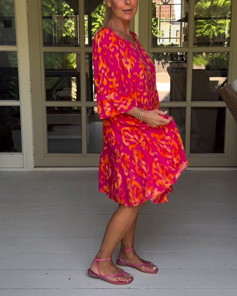 Lockeres Kleid mit Glockenärmeln und Print