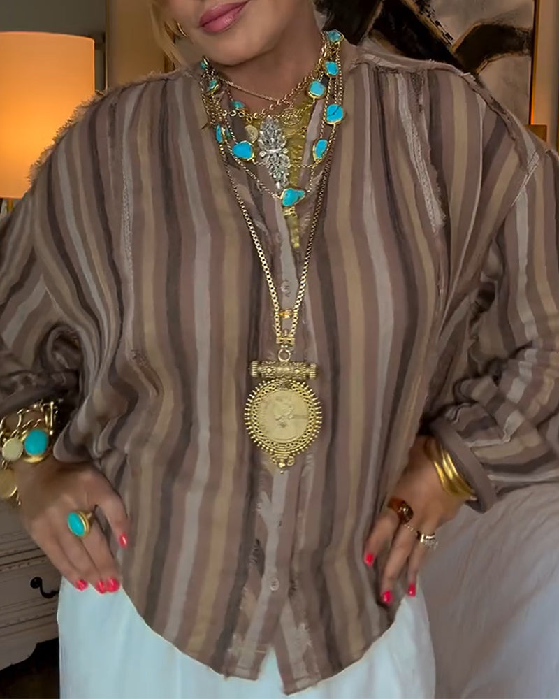 Vintage Striped Loose Shirt