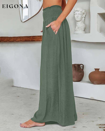 Solid color high waisted wide leg pants pants spring summer