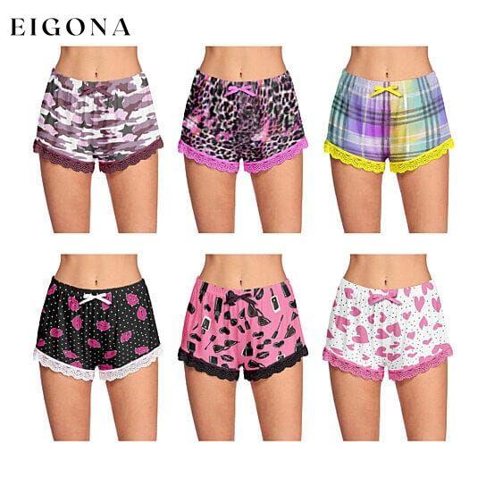 5-Pack: Women's Soft Comfy Printed Lounge Sleep Pajama Short Laced Hem __stock:1000 bottoms refund_fee:1200