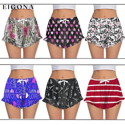 5-Pack: Women's Soft Comfy Printed Lounge Sleep Pajama Short Ruffle Hem __stock:1000 bottoms refund_fee:1200