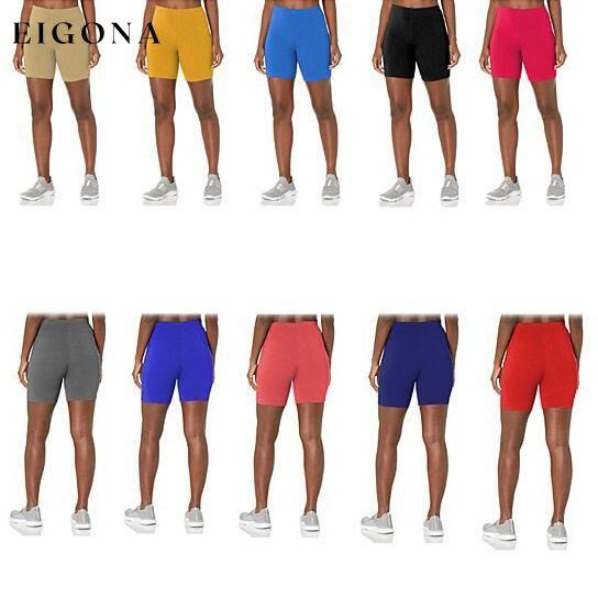 5-Pack: Women's Solid Slim Fit Comfy Stretchy Elastic Waistband Biker Shorts bottoms refund_fee:1200