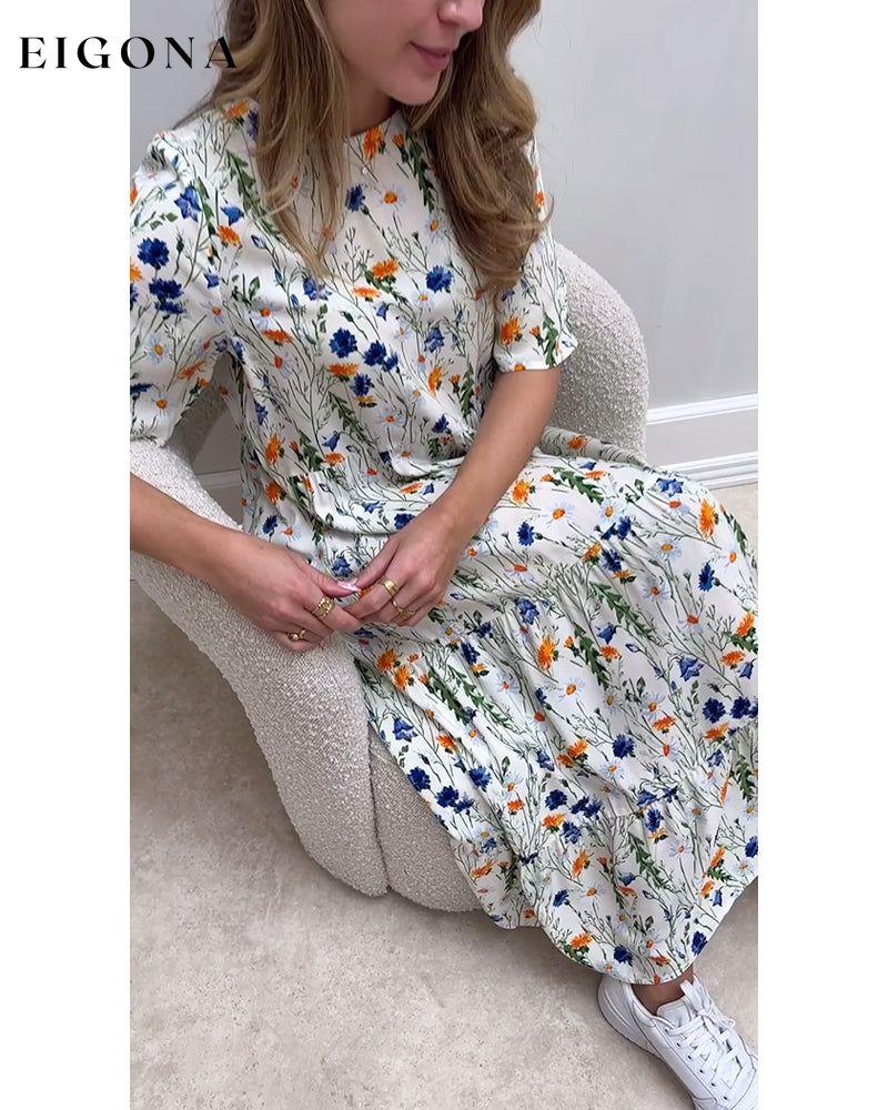 Bright floral print panelled casual dress casual dresses spring summer