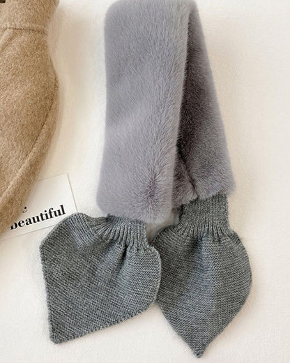 Fashionable Knitted Patchwork Fur Scarf