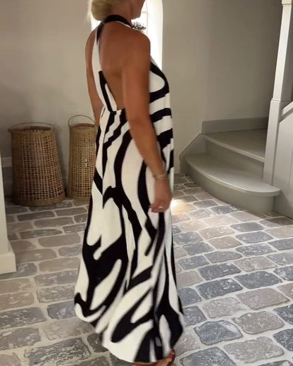 Temperament Neckholder Geometrisch Langes Kleid