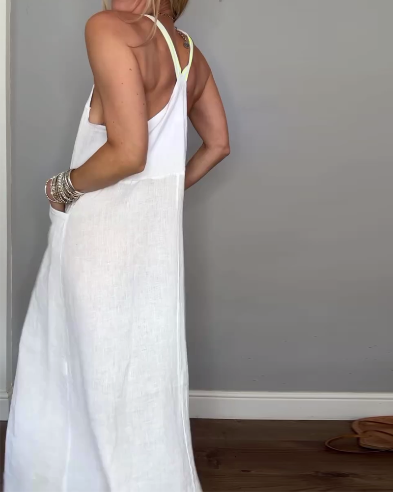 Einfarbiges, lässiges Hosenträgerkleid