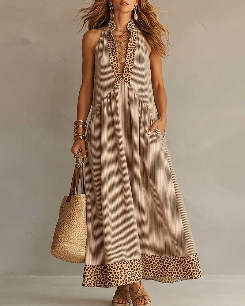 Sleeveless Leopard Print Maxi Dress