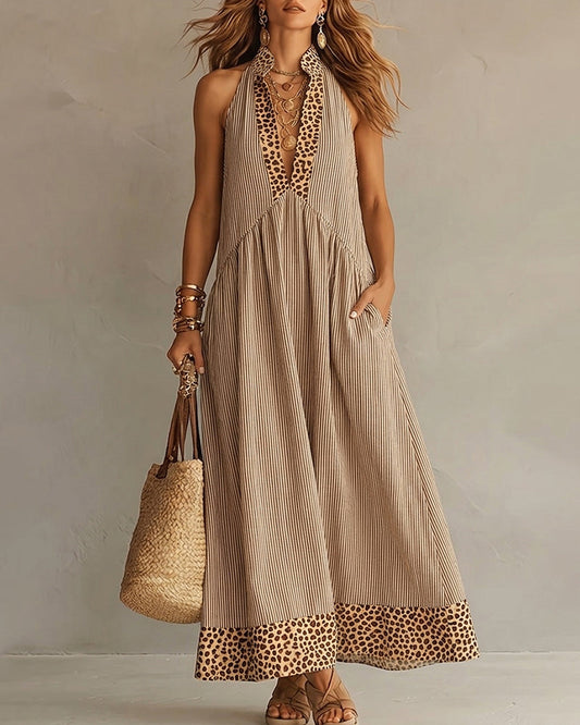 Sleeveless Leopard Print Maxi Dress
